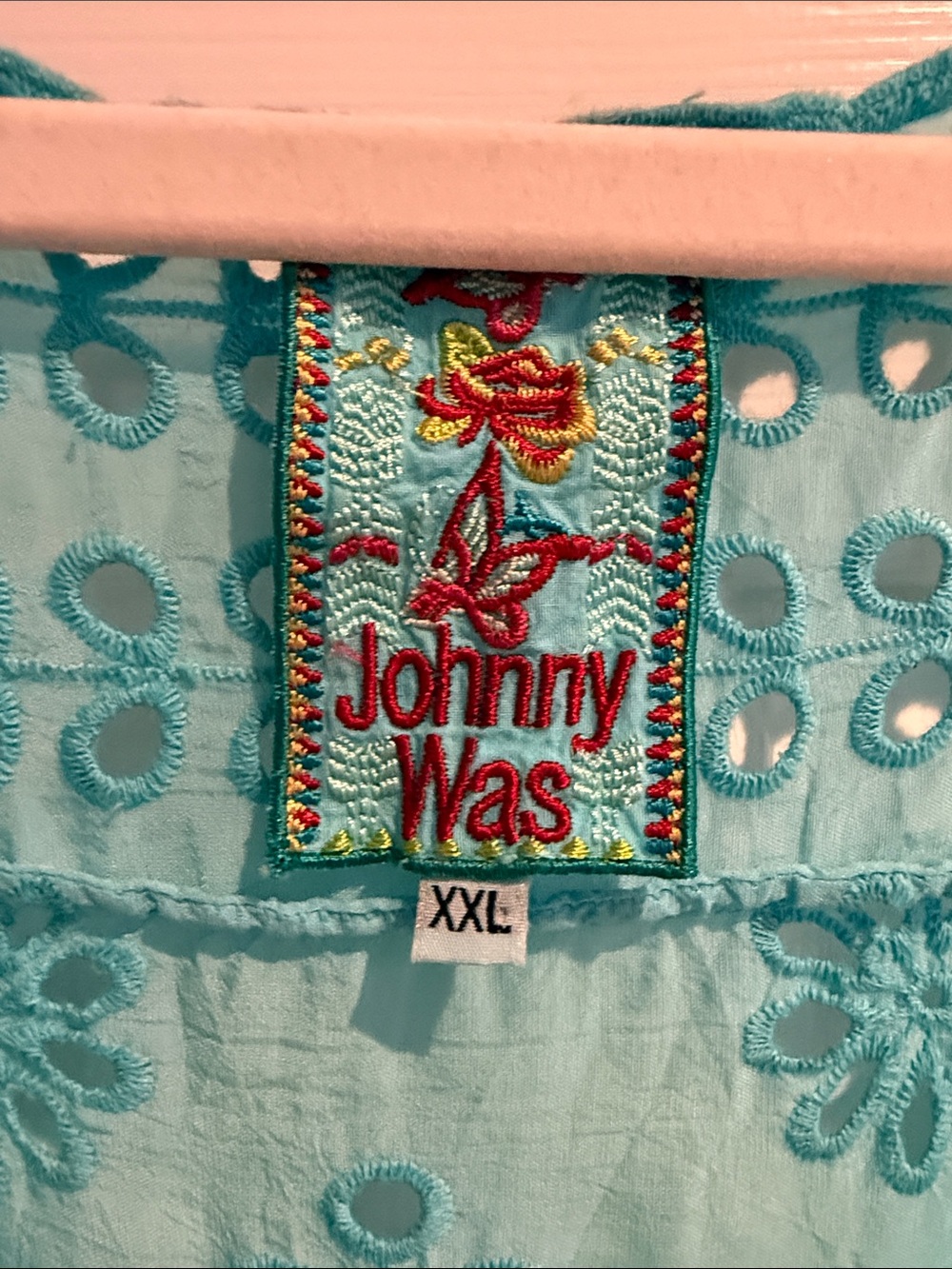 Johnny Was Turquoise Embroidered Eyelet Tank Top - Picture 2 of 4